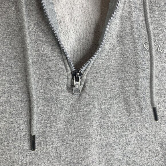 Champion Gray Half-Zip Hoodie With Kangaroo Pocket & Logo Embroidery - Picture 6 of 11